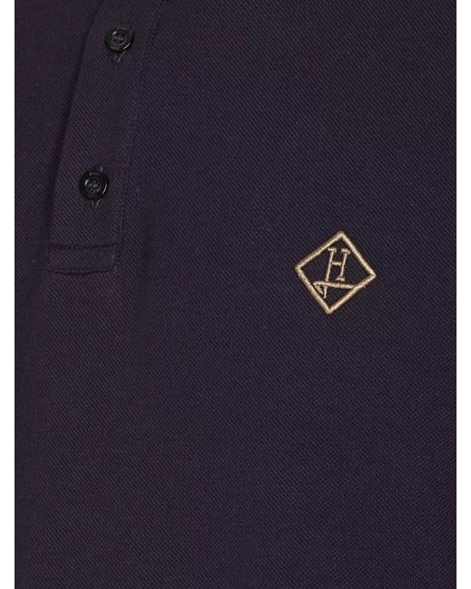 Herno Blue Cotton Short Sleeve Polo Shirt for men