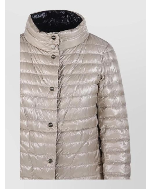 Herno Black Down Coat High Collar Long Sleeves