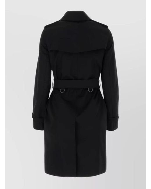 Burberry Black Cotton Double-Breasted Belted Trench Coat