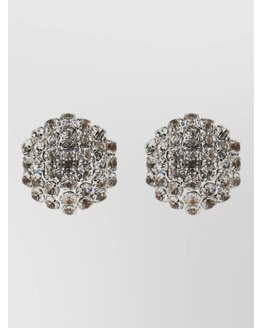 Self-Portrait Metallic Crystal-Embellished Floral Stud Earrings