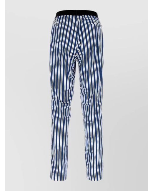 Tom Ford Blue Stretch Satin Pyjama Trousers Striped Waistband for men