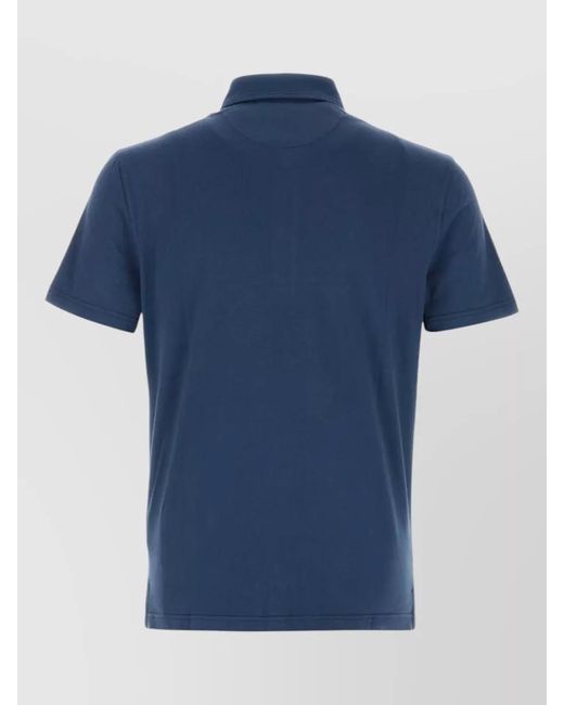 Fedeli Blue Stretch Cotton Polo Shirt Short Sleeves for men