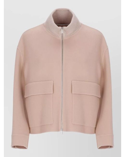 Peserico Pink Short Cropped Jacket Elastic Knit Back