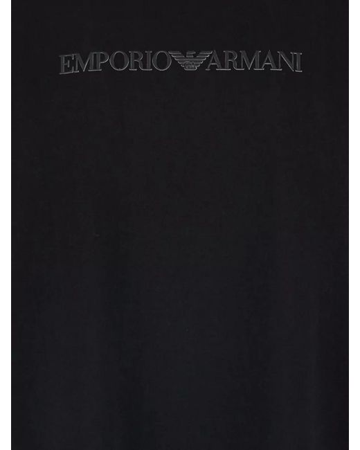 Emporio Armani Black Cotton Logo T-Shirt for men