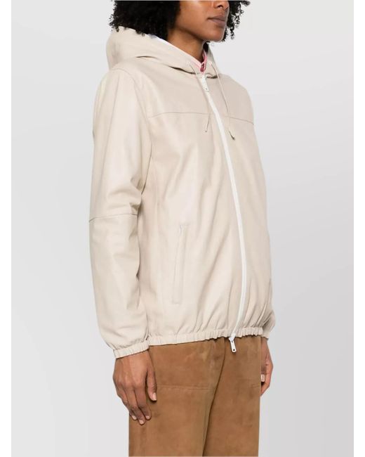 P.A.R.O.S.H. Natural Lamb Leather Hooded Fitted Jacket