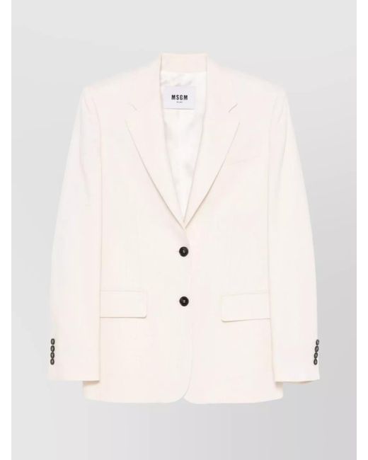 MSGM Natural Viscose Jacket With Chest Patch Pocket