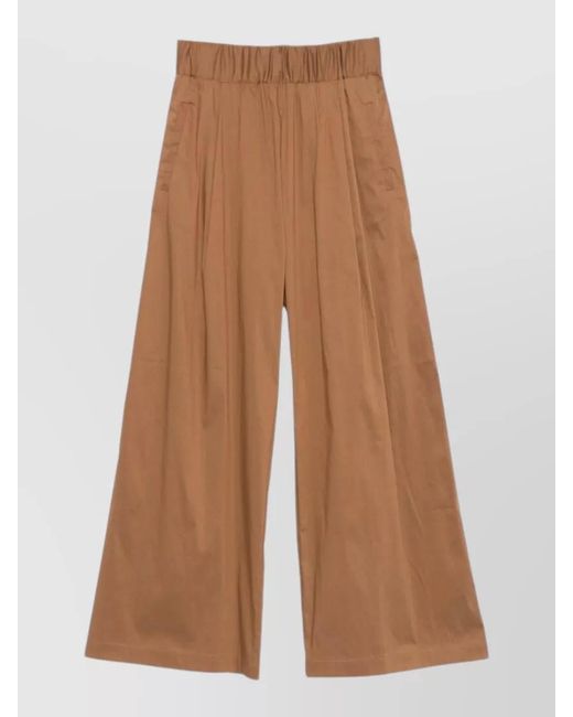 Semicouture Brown Pleated Wide-Leg Trousers
