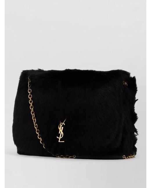 Saint Laurent Black Jamie 4.3 Shearling Chain Shoulder Bag