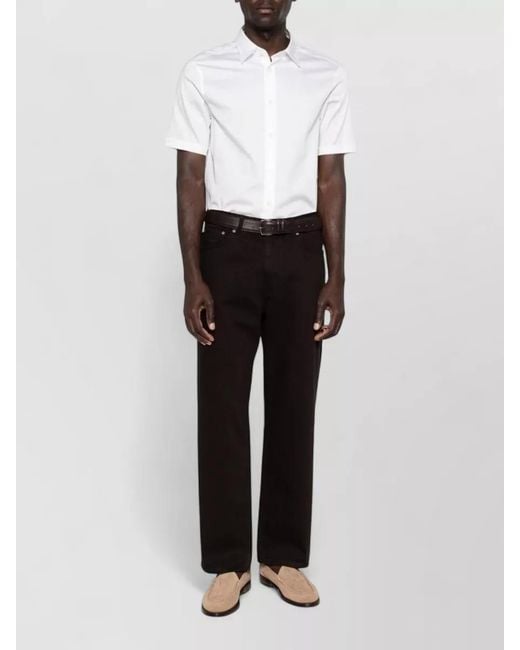 Emporio Armani White Cotton Shirt Straight Cut Collar Regular Fit for men