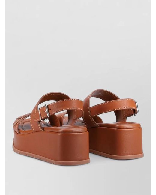 Hogan Brown H703 Leather Platform Sandals Open Toe