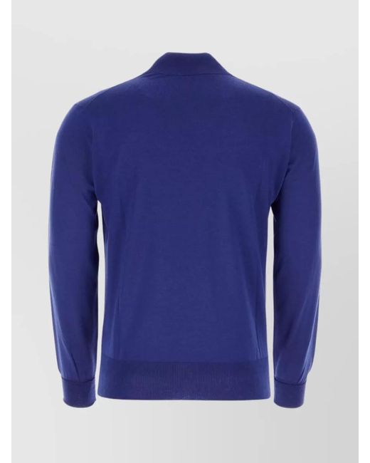 PT Torino Blue Ribbed Mock Turtleneck Virgin Wool Sweater for men