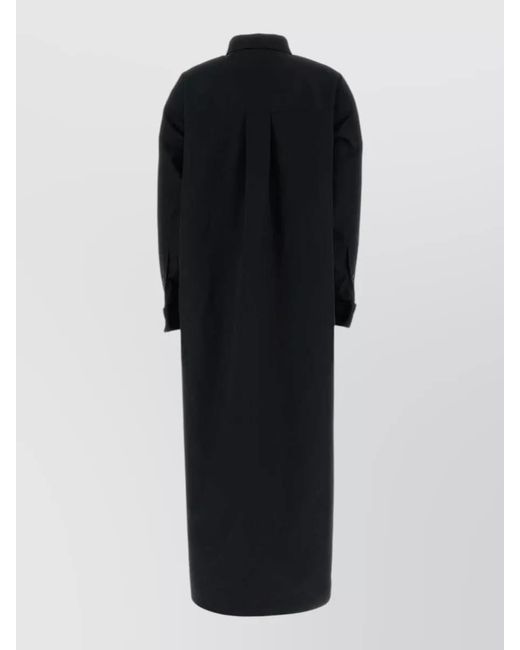 Balenciaga Black Poplin Shirt Collared Long Sleeves Maxi
