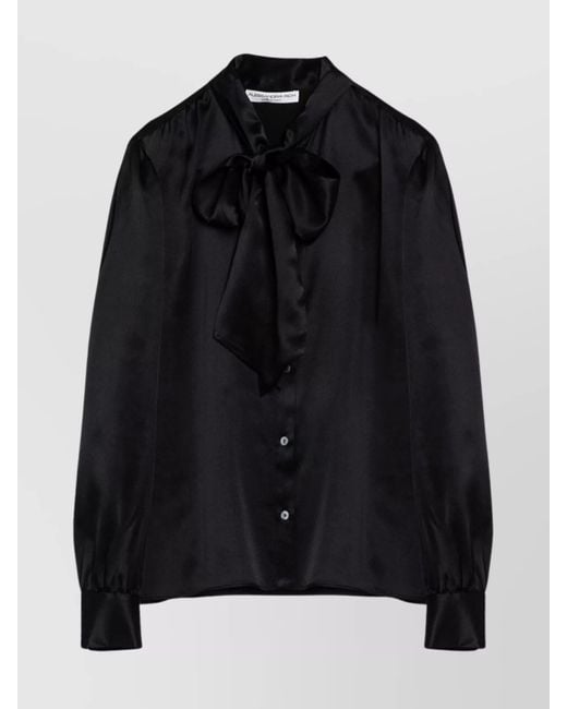 Alessandra Rich Black Silk Bow Blouse