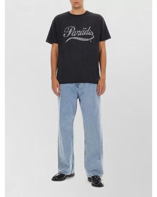 3.PARADIS Blue Coca Cola Logo Crew Neck T Shirt for men