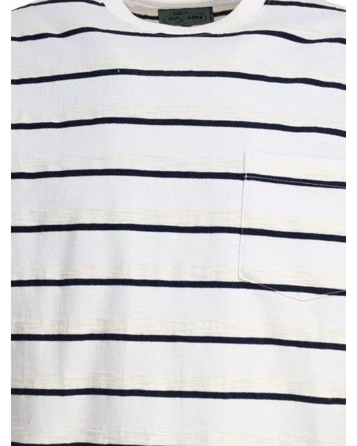 Beams Plus Gray Striped Crew Neck T Shirt Chest Pocket for men