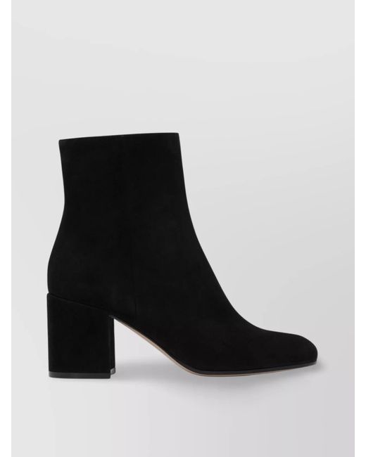 Gianvito Rossi Black Block Heel Ankle Boots With Suede Finish