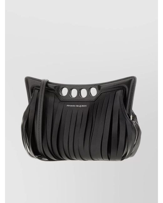 McQueen Black The Peak Mini Leather Crossbody Bag