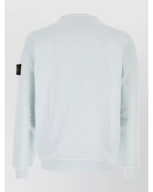 Stone Island White Cotton Crew Neck Sweatshirt Long Sleeves for men