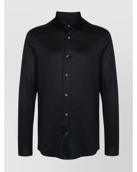 Emporio Armani Blue Curved Hem Logo Shirt for men