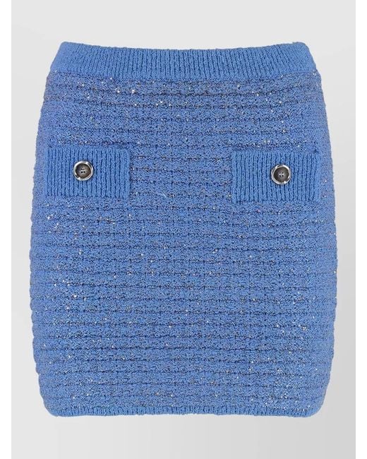 Pinko Blue Miletto Sequin Knit Mini Skirt