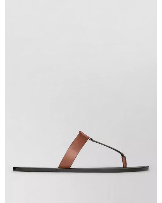 Saint Laurent Brown Babylone Flat Sole Thong Strap Sandals