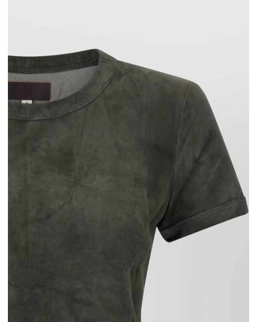 Stouls Green Lamb Leather 05 Suede Short-Sleeve T-Shirt