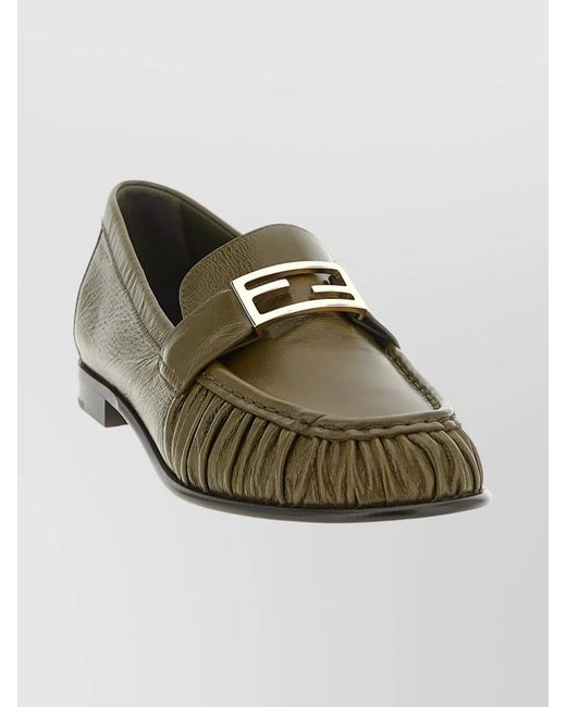 Fendi Green Lamb Leather Loafers