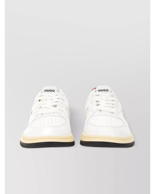 HUGO White Leather Low-Top Sneakers for men
