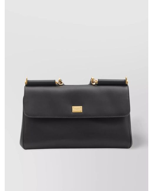 Dolce & Gabbana Black My Sicily Medium Leather Tote Bag