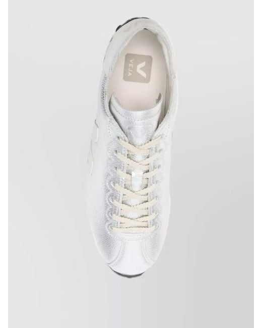 Veja White Lace Up Low Profile Shoes Rubber Sole