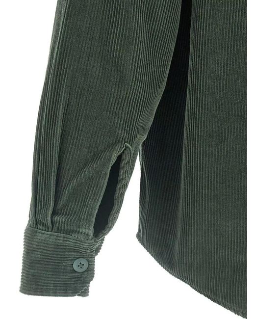 Carhartt Green Corduroy Shirt Button-Down Collar for men