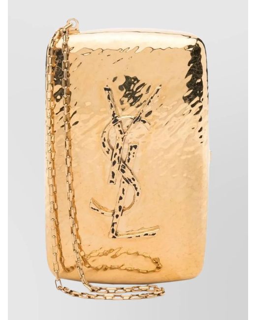 Saint Laurent Metallic Y Mini Metal Clutch Bag