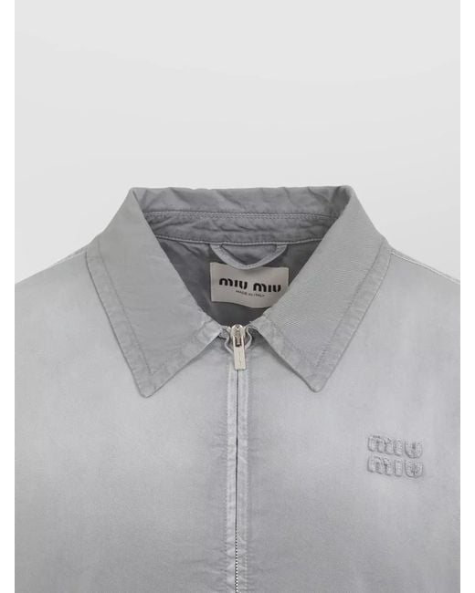 Miu Miu Gray Oversized Cotton Gabardine Workwear Coat