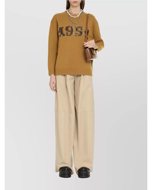 Max Mara Natural Cashmere Wool Sequin-Embroidered Jumper