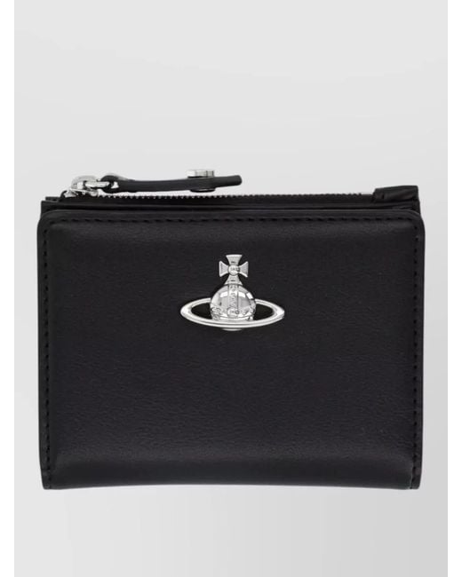 Vivienne Westwood Black Calf Leather Slim Flap Card Holder