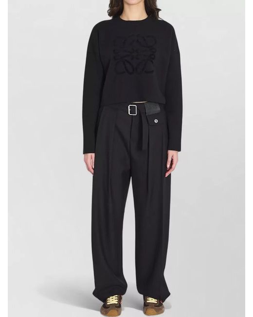 Loewe Black Ribbed Cropped Relaxed-Fit Knitted Top