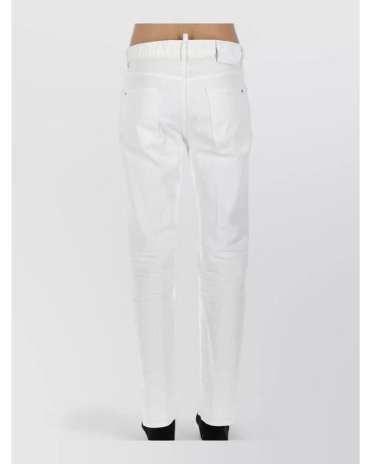 DSquared² White Straight Leg Pants Belt Loops Five Pocket for men