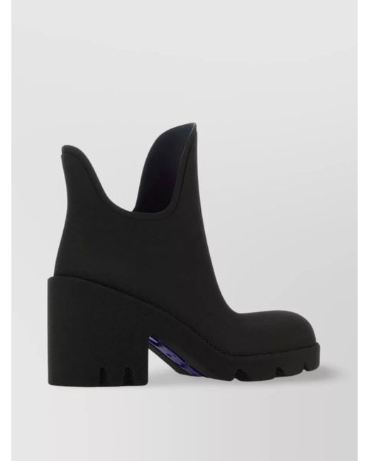 Burberry Black Rubber Textured Ankle Boots