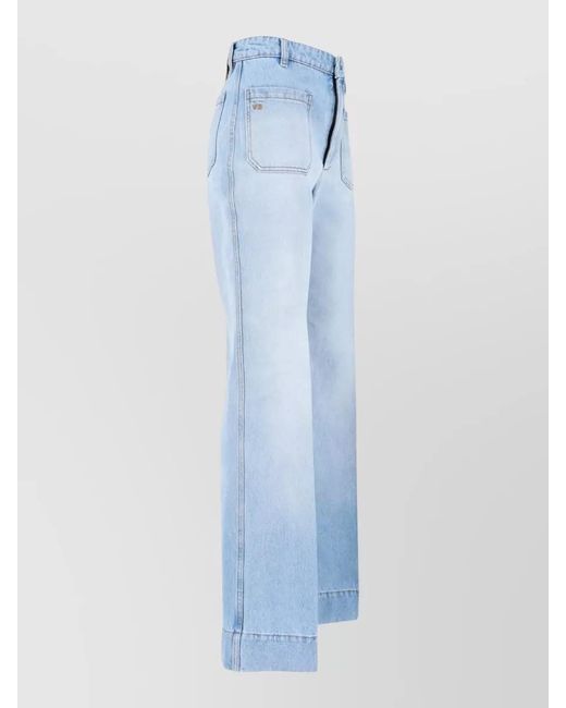 Victoria Beckham Blue Alina Cotton Wide-Leg Jean