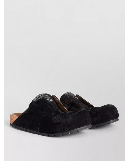 Balenciaga Black Leather Dumbo Mule Slippers for men
