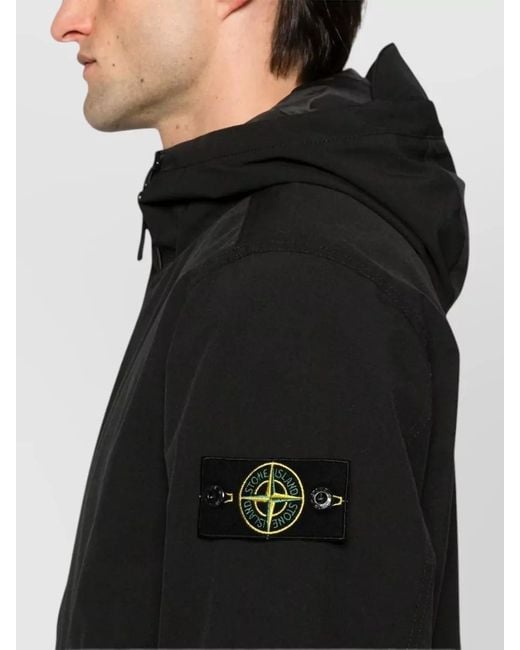 Stone Island Black Hooded Padded Jacket for men