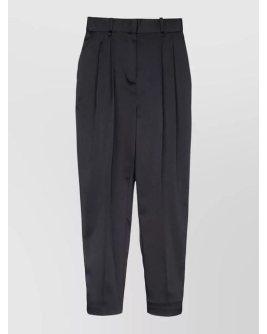Elisabetta Franchi Blue Tailored High Waist Pleated Ankle Trousers