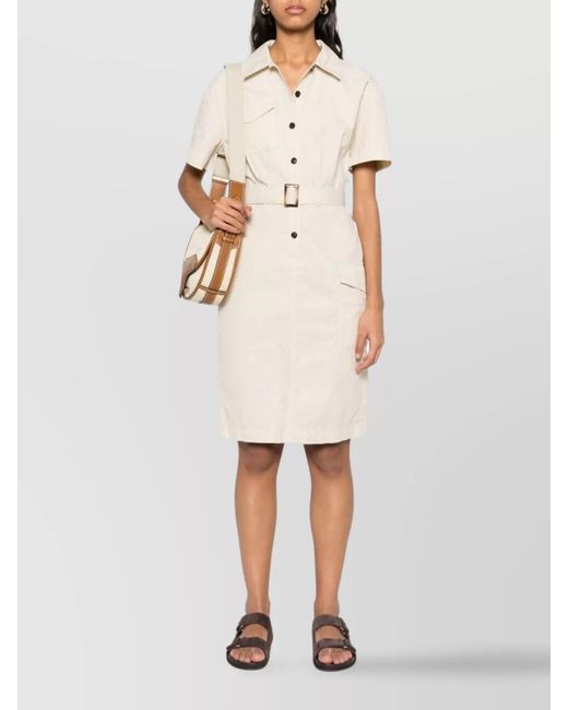 Woolrich Natural Cotton Belted Shirt Dress