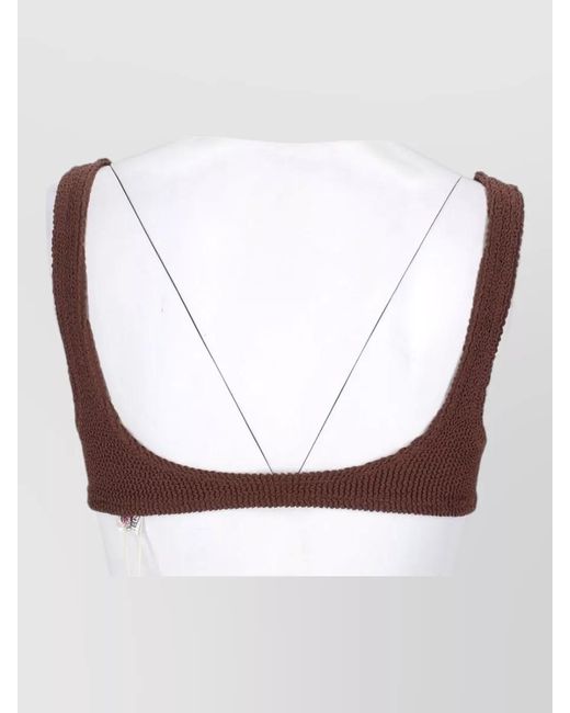 Mc2 Saint Barth Brown Crinkled Bikini Top