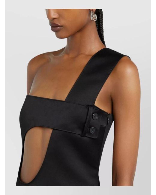 Courreges Black One-Shoulder Cutout Mini Dress