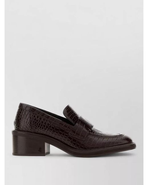 Jimmy Choo Brown Leather Tylor 60 Block Heel Loafers