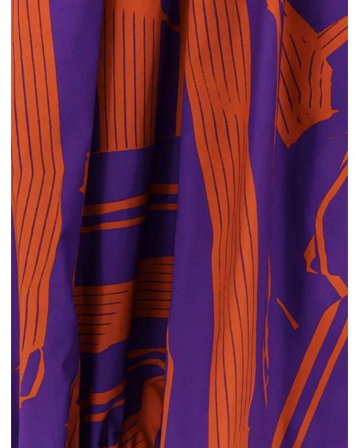 Dries Van Noten Red Catya Cotton Shirt Crushed Stripe Print