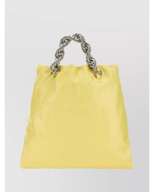 Jil Sander Yellow Drawstring Bucket Leather Bucket Bag