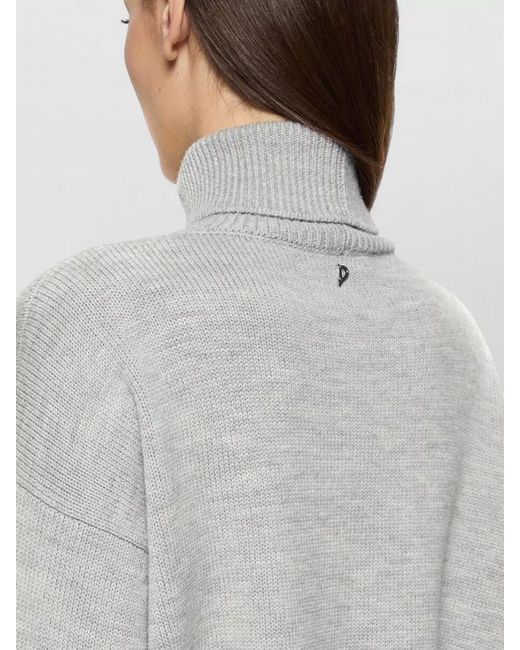 Dondup Gray Turtleneck Knitwear Long Sleeves Ribbed Trims