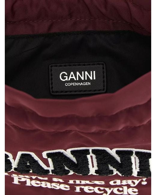 Ganni Red Na Recycled Polyamide Bucket Bag
